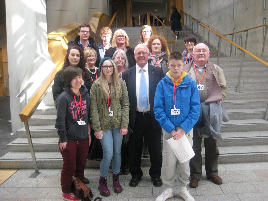 Adult & Young Carers visiting Scottish Parliament with Bruce Crawford, Former MSP, March 2013