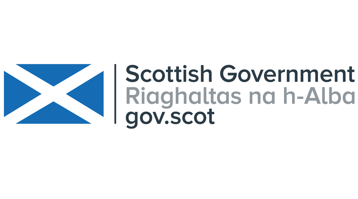 Scottish Government logo with a blue and white Saltire flag and the text "Scottish Government" and "Riaghaltas na h-Alba" in English and Scottish Gaelic.