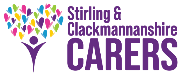 The Stirling & Clackmannanshire Carers logo features a person icon beneath a large heart made of smaller colourful hearts. We’re expanding into Clackmannanshire