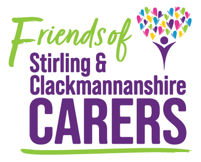 Friends of Stirling & Clackmannanshire Carers logo featuring a vibrant heart-shaped graphic design.